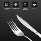 SANTUO 12 Pcs Silverware Set with 6 Steak Knives and 6 Dinner Forks,Flatware Set with Top Food Grade Stainless Steel,Tableware Cutlery Set For Home Restaurant Hotel, Mirror Finish, Dishwasher Safe