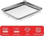 Baking Sheets for Oven, Stainless Steel Cookie Sheet Baking Pan Toaster Oven Tray 10 x 8 x 1 Inch, Easy Clean & Non-stick & Dishwasher Safe