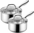 1Qt & 2Qt Stainless Steel Sauce Pan Set with Lid,4 Pcs Non Stick Saucepan,Small Kitchen Pots,Induction Compatible,PFOA FREE