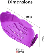Kitchen Gizmo Snap N Strain Pot and Pasta Strainer - Strainers and Colanders - Adjustable Silicone Clip On Strainer for Pots, Pans, and Bowls - Kitchen Colander - Purple