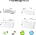 vacane 3 Pack Decorative Storage Bins with Lids, White Plastic Storage Basket for Organizing Stackable Storage Box with Handle on Closets,Classrooms,Offices