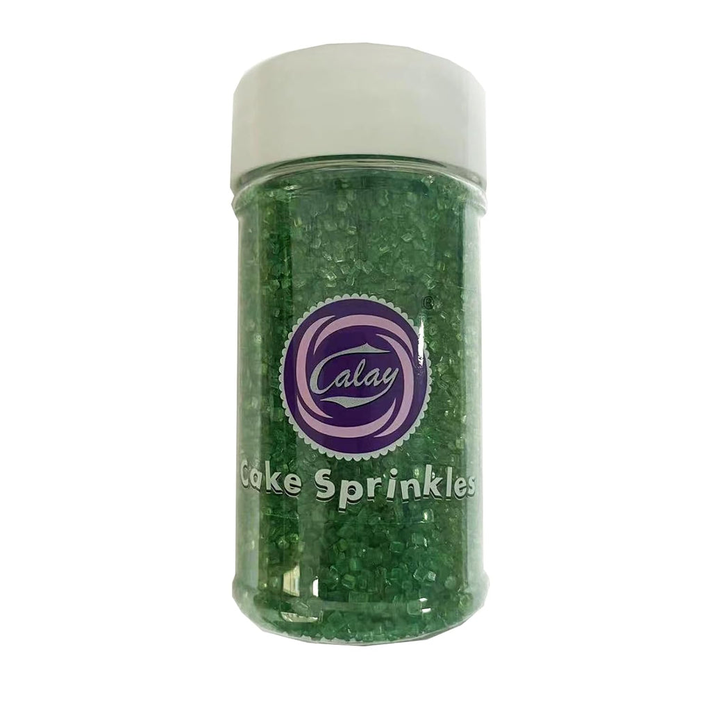 Sentovac Green Sanding Sugar for Baking Edible Sparkling Sugar Sprinkles Coarse Sugar Crystals for Baking Topping Cake Cookie Cupcake Topper Ice Cream Decoration Supplies 3.2 OZ