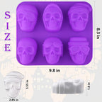 Sakolla Large Skull Cake Pan Silicone Mold, 2 Pack 6 Cavity Halloween Skull Cakelet Chocolate Molds Candy Pizza Baking Molds Handmade Soap Tray