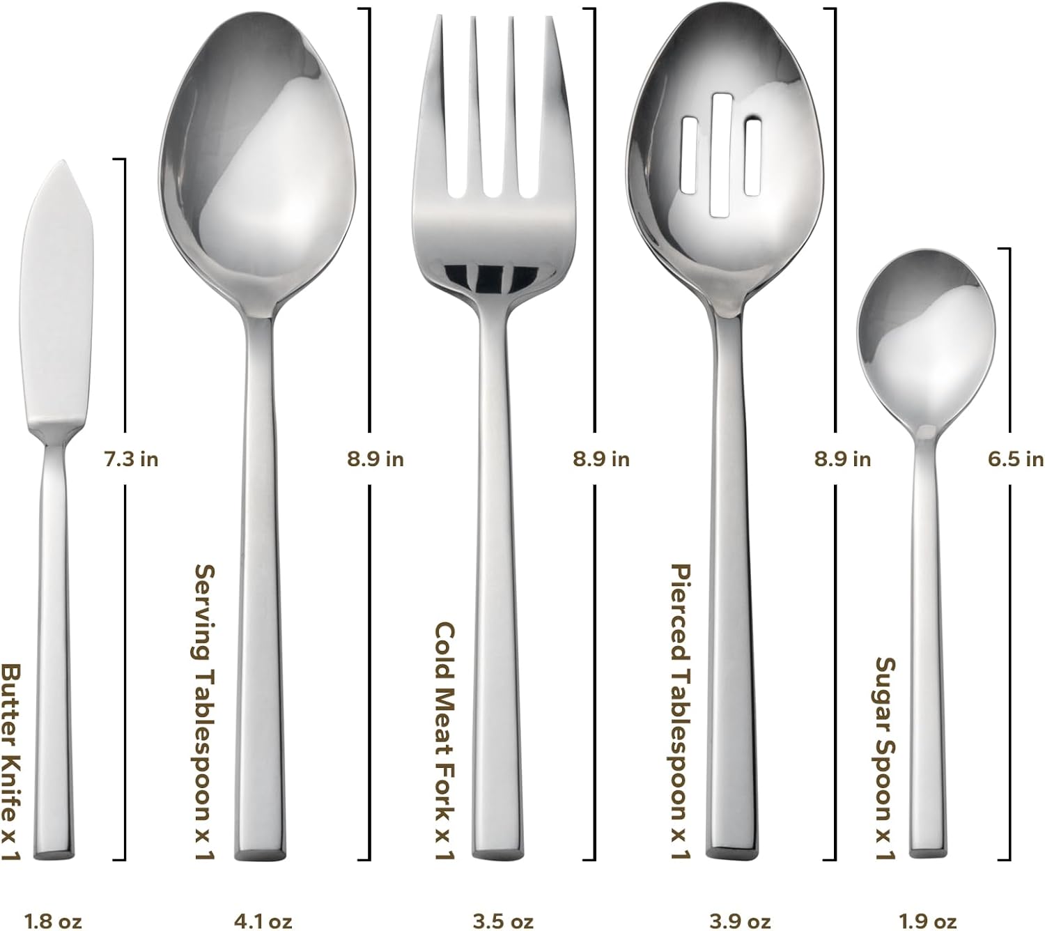 Alata Cube 65-Piece Forged Stainless Steel Flatware Set Cutlery Set with Utensil-Serving Set, Silverware Set Service for 12, Mirror Finish, Dishwasher Safe
