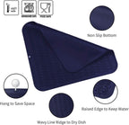 Silicone Dish Drying Mat for Multiple Usage,Easy clean,Eco-friendly,Heat-resistant Silicone Mat for Kitchen Counter or Sink,Refrigerator or Drawer Liner Navy Blue XL 18 inches x 16 inches