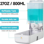 AIKE Wall Mount Liquid Soap Dispenser, 27oz Large Capacity with Extended Pump for Commercial Bathrooms(White)