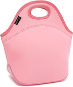 FlowFly Neoprene Kids Lunch box Insulated Soft Bag Mini Cooler Thermal Meal Tote Kit for Boys, Girls,Men,Women,School,Work, Office, Pink