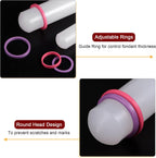 HARFINGTON Fondant Rolling Pin 12 Inch x 1.38 Inch Adjustable Guide Rings Non-Stick PP Plastic Fondant Roller Dough Roller Kitchen Decorating Tools for Cookie Pastry Pizza Clay