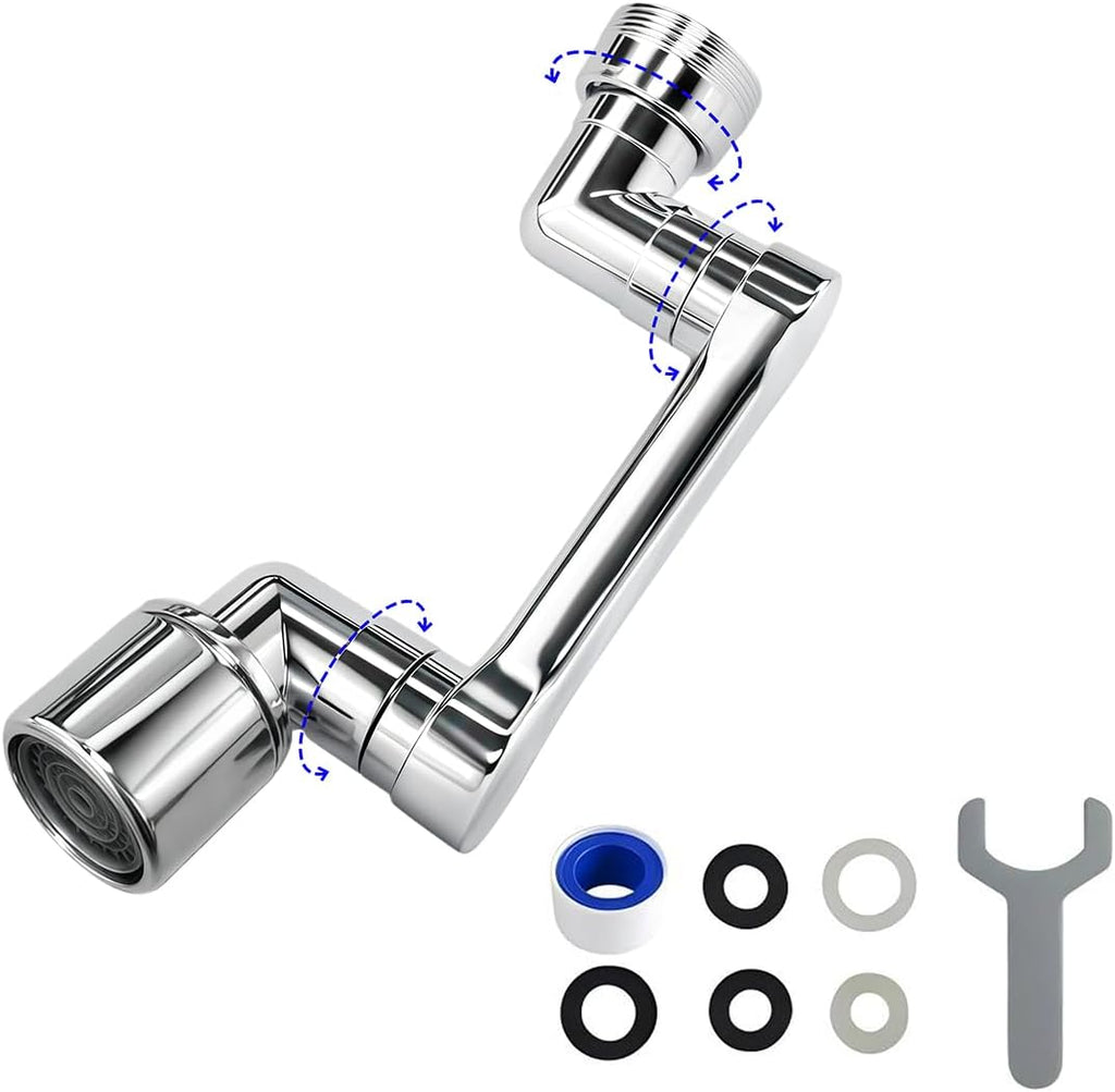 1080° Swivel Faucet Extender, Heavy Duty Rotating Sink Extension, Universal Swivel Multifunctional Robotic Arm, Rotating Splash Filter Extension Faucet Aerator for Kitchen Bathroom-1 Pcs
