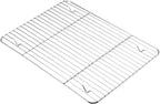 TeamFar Baking Sheet with Rack Set, Stainless Steel Baking Pan Tray Cookie Sheet with Cooling Rack, Non Toxic & Healthy, Easy Clean & Dishwasher Safe