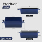 2 in 1 Enameled Cast Iron Bread Pan with Lid, Perfect Bread Oven, Loaf Pans for Baking Homemade Sourdough Bread 9x5, 2 Piece set, Navy Blue