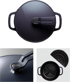 Vermicular Oven Pot 2.0 | Lightweight Enameled Cast Iron Pot | 18cm (2 Qt) | Non-Toxic | Induction-compatible | Dutch Oven | Made in Japan | Deep Ocean Blue