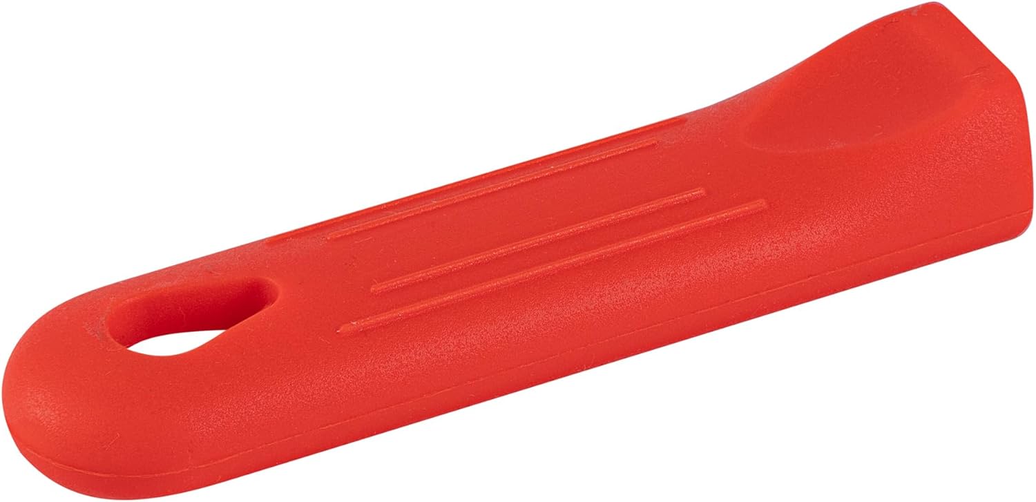 Restaurantware Pan Handle Sleeve 1 Pack Of 4.25" Removable Silicone Pot Handle Holder Fits 8-inch And 9-inch Pans No-Slip Heat-Resistant Dishwashable Red Aluminum Fry Pan Covers for Home Kitchen