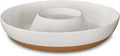 Mora Ceramic Chips and Dip Serving Tray: Large Divided Party Bowl Set for Chips & Salsa, Veggies & Dip, Fruit, Snacks, Entertaining, Hosting, etc. Minimalist Design for the Modern Hostess - White