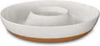 Mora Ceramic Chips and Dip Serving Tray: Large Divided Party Bowl Set for Chips & Salsa, Veggies & Dip, Fruit, Snacks, Entertaining, Hosting, etc. Minimalist Design for the Modern Hostess - White