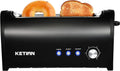 Long Slot Toaster 2 Slice,Cancel Reheat Defrost Functions,Removable Crumb Tray,6 Browning Settings,Extra Wide Long Slots,Stainless Steel,Black