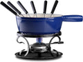 Artestia Swiss Fondue Set – Cast Iron Traditional 2L Cheese & Chocolate Fondue Pot for 4-6 People – Ideal for Melting Cheese, Chocolates, Caramel, & More, Blue