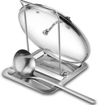 Foldable Stainless Steel Pot Lid Rest, Ladle Holder, Multifunctional Kitchen Organizer Stand, Easy Storage, Dishcloth Rack, Pan Lid Holder, Cooking Utensil Holder Organizer