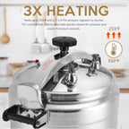 BreeRainz 26 Quart Clamp On Pressure Cooker, Aluminum Pressure Cooker w/Ultra Safe Clamp Bar Locking System, Double Valves for Stable Cooking Pressure, for Family or Commercial Use