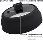 Microwave Splatter Cover Glass Microwave Cover for Food Collapsible Splatter Guard Lid with Silicone Handle for Pot Plate Bowl 9 Inch Black