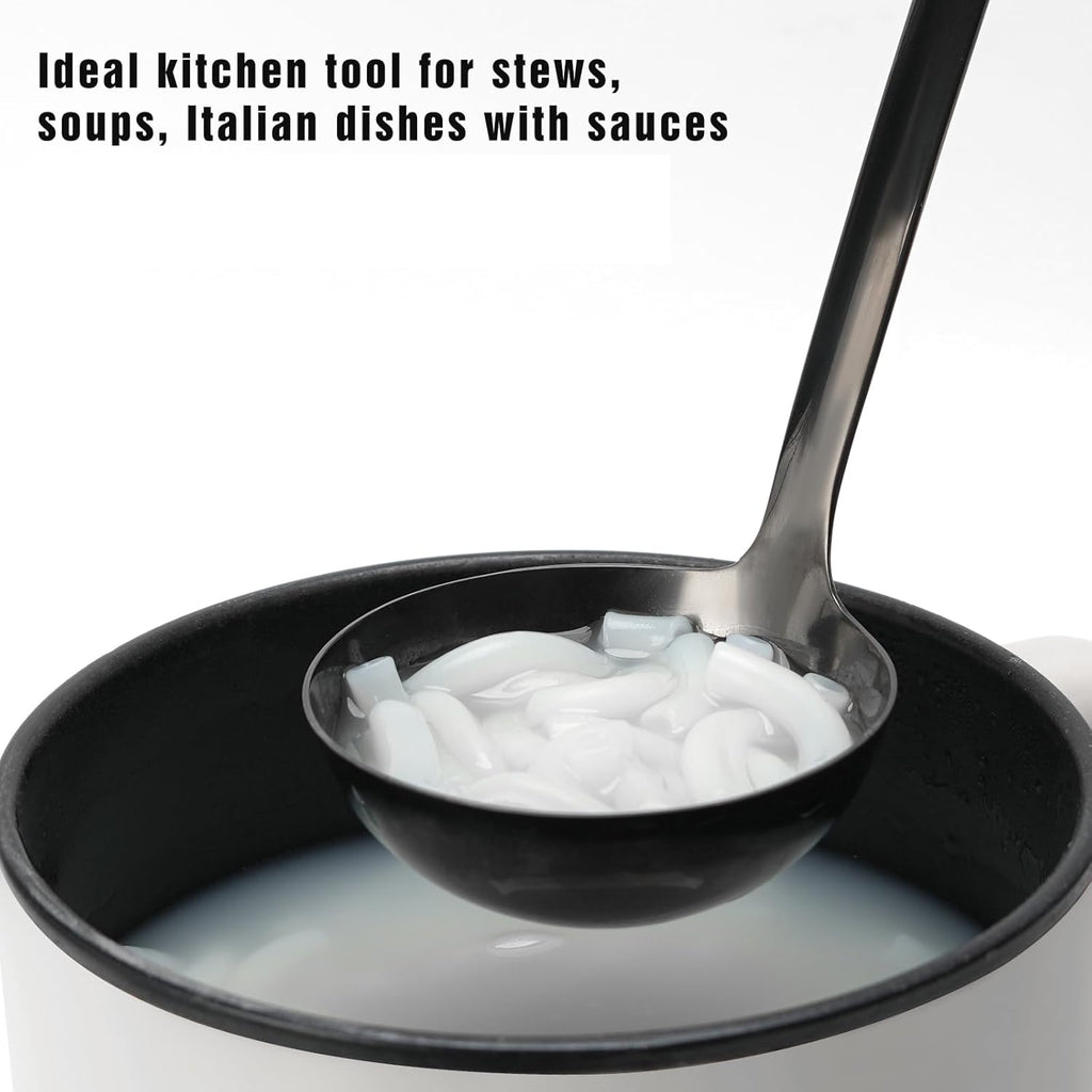 12 inch Soup Ladle, Stainless Steel Ladle Spoon, Soup Spoons with Comfortable Handle, Kitchen Utensil for Cooking, Metal Kitchen Accessories