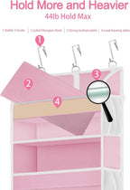 2 Pack Over The Door Storage Organizer with 5 Pockets 10 Mesh Pockets, 44 lbs Weight Capacity Door Hanging Organizers and Storage for Bedroom,Bathroom,Nursery,Kidroom,Babyroom