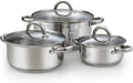 Cook N Home Sauce Pot Stainless Steel Stockpot with Glass Lid, Basic Saucier Casserole Pan Set, 6 Piece Set
