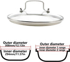 Antrader Tempered Glass Lid,12" Glass Covers for Pots,Pans and Skillets,1Set,Clear