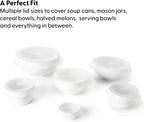 W&P Reusable Silicone Stretch Lid, Set of 6 Circular Lids, Dishwasher Safe, Freezer Safe, LFGB/Premium Materials, Microwave Safe, Clear