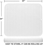 Silicone Dish Drying Mat for Multiple Usage,Easy clean,Eco-friendly,Heat-resistant Silicone Mat for Kitchen Counter or Sink,Refrigerator or Drawer Liner Translucent 2XL 24 inches x 18 inches