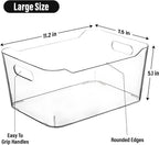 Clear Plastic Storage Bins, Pantry Organizers and Storage Containers, Large Fridge Organizer Bins, Home Kitchen Cabinet Organizer, Medicine Cabinet Bin for Organizing Freezer Closet