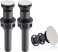 Hibbent 2 Pack Universal Bathroom Sink Drain Stopper, Pop Up Drain Strainer with Overflow, Push and Seal Sink Plug with Basket for Lavatory Vanity Vessel, Anti-Clogging Strainer, Brushed Nickel