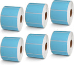 BETCKEY - 2.25" x 1.25" UPC Barcode & Multipurpose Labels Compatible with Zebra & Rollo Label Printer,Premium Adhesive & Perforated[Light Blue, 6 Rolls, 6000 Labels]