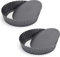 2 Pack Nonstick Tart Pan, Quiche Pan, Carbon Steel Deep-dish Pie Pan with Removable Loose Bottom (11 In)