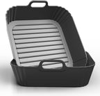 9-Inch Square Silicone Liners for Large Air Fryer 2Pack, 6 to 8.5QT Silicone Pot Baking Accessories for Chefman COSORI Ninja Instant Pot Vortex XL Cuisinart, Reusable Air Fryer Tray Insert