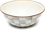 MACKENZIE-CHILDS Enamel Everyday Bowl, Serving Bowl for Entertaining, Medium, Gray-and-White Sterling Check, Set of 1