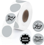 Perco Grey 1-Inch Perforated Circle Dot Thermal Sticker Labels — 735 Stickers/Roll, Direct Thermal Printer Compatible—with Permanent Adhesive for Color Coding, Garage Sales, Crafts—Made in USA