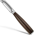 Premium I Type 304 Stainless Steel Multifunctional Kitchen Peeler Real Wood Handle Ultra Sharp Blade Vegetable Potato Apple(Carbonized Wood)