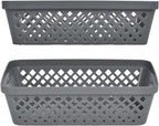 Glad Plastic Storage Basket Set - Multipurpose Drawer Trays, Kitchen Pantry Containers, and Bathroom Bins - 6 Pack Medium Organizers, Grey