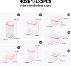 Premium Airtight Food Storage Containers ROSE 8P/SET, 6pcs Container, 1pcs Water Pitcher and Vacuum Sealer. Patented Double Silicone Lining, 100% Leak Proof, BPA-FREE