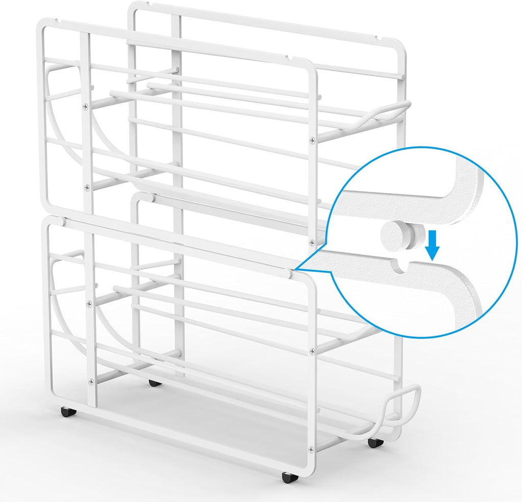 Soda Can Organizer Storage Rack, 2 Pack Stackable Beverage Soda Can Dispenser Organizer Holder for Refrigerator, Cabinet, Pantry (White)