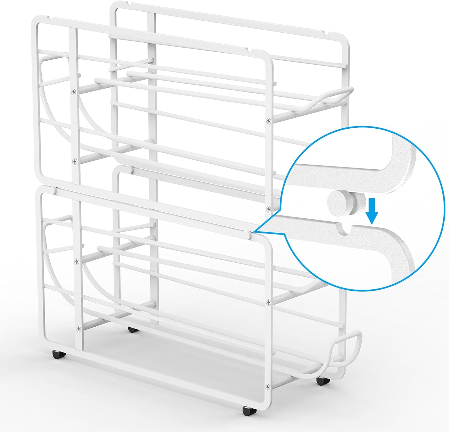 Soda Can Organizer Storage Rack, 2 Pack Stackable Beverage Soda Can Dispenser Organizer Holder for Refrigerator, Cabinet, Pantry (White)
