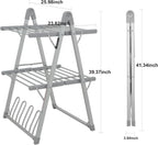 Electric Heated Clothes Drying Rack,Foldable Heated Garment Dryer with Timer Shut-Off Laundry Rack for Clothes Shoes Socks,Aluminum Alloy,Silvery Gray,Plug & Play,(39.37x25.98x23.82in)