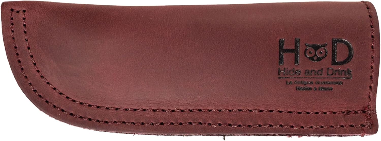 Hide & Drink, Hot Handle, Cast Iron Protector, Panhandle Potholder, Double Layered, Double Stitched, Slides On/Off Easily onto Metal Skillet Grips, Full Grain Leather, Handmade, Sangria