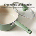 Redchef Ceramic Nonstick Saucepan with Lid, 3QT Small Cooking Pot,Non Toxic Sauce Pans for Kitchen, Cool Handle PFAS Free Compatible with All Cooktops, Green