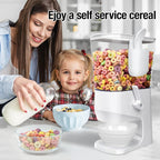 Cereal Dispenser Countertop With Bowls and Spoons Cereal Containers Storage for Pantry Snack Organizer Dry Food Storage Container with Lid for Kitchen Organization Oatmeal Nut Granola（1pcs White）
