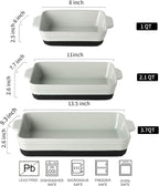 HVH Baking Dish Set, 9x13 Baking Dish, Large Casserole Dishes for Oven, Ceramic Lasagne Pan Deep, Baking Dishes for Casseroles 13 x 9, Ceramic Bakeware Set of 3, Farmhouse Style (Black Pottery)