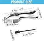Garlic Press and Slicer 2 in 1, Rust Proof & Dishwasher Safe Professional Garlic Mincer Tool, Effortlessly Crush and Mince Garlic with this Ergonomic Handle-Garlic Peeler & Brush ANCQMI(Silver)