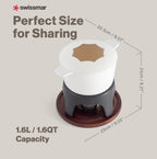 Swissmar Sierra Cast Iron Fondue Set, 1.6 Quart / 1.6 Liter – Perfect for Meat, Cheese, & Chocolate Fondues – Ideal for Family Bonding & Hosting Gifts - 12-Pieces, Matte White
