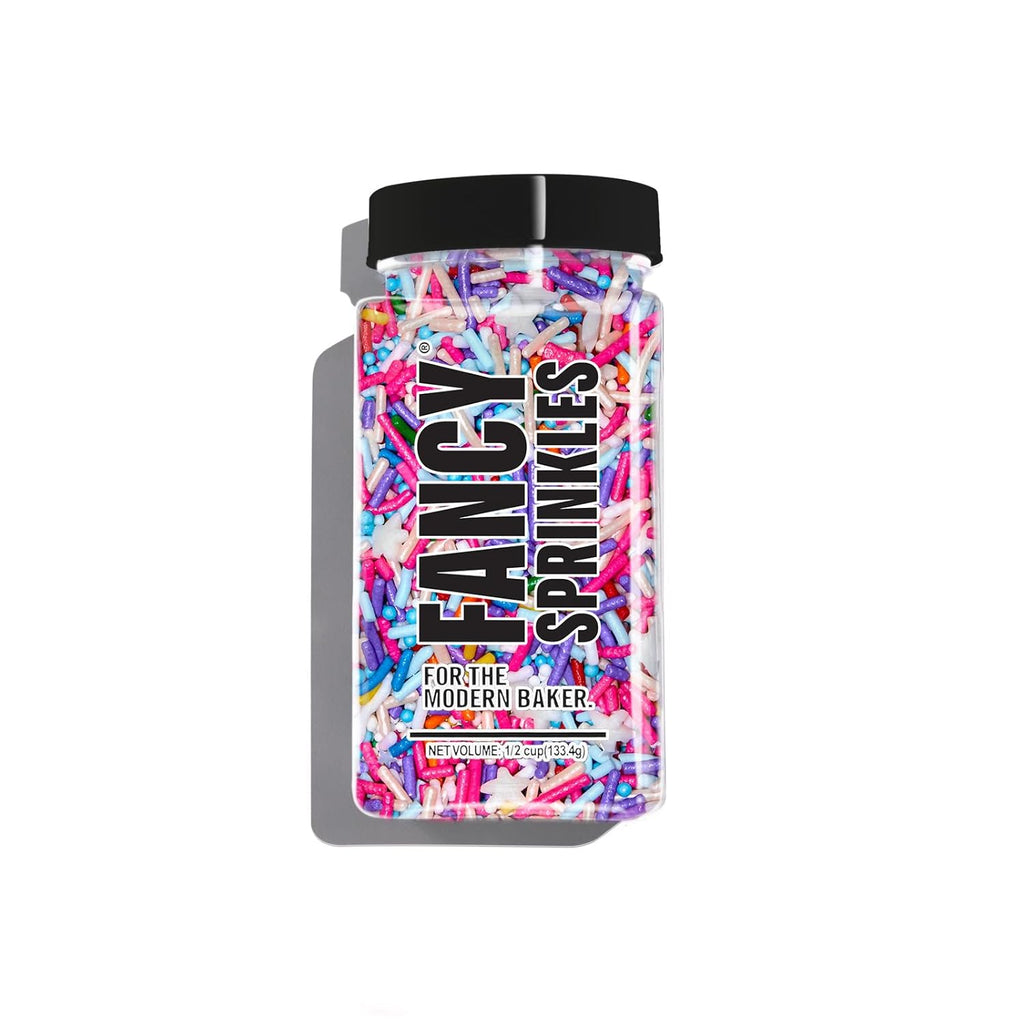 Fancy Sprinkles Roller Disco Sprinkles, Real Sugar, For Ice Cream, Cookies, Cakes, Cupcakes, Dessert Decorating, Purple & Pink Sprinkles with Star Shapes (0.5c)